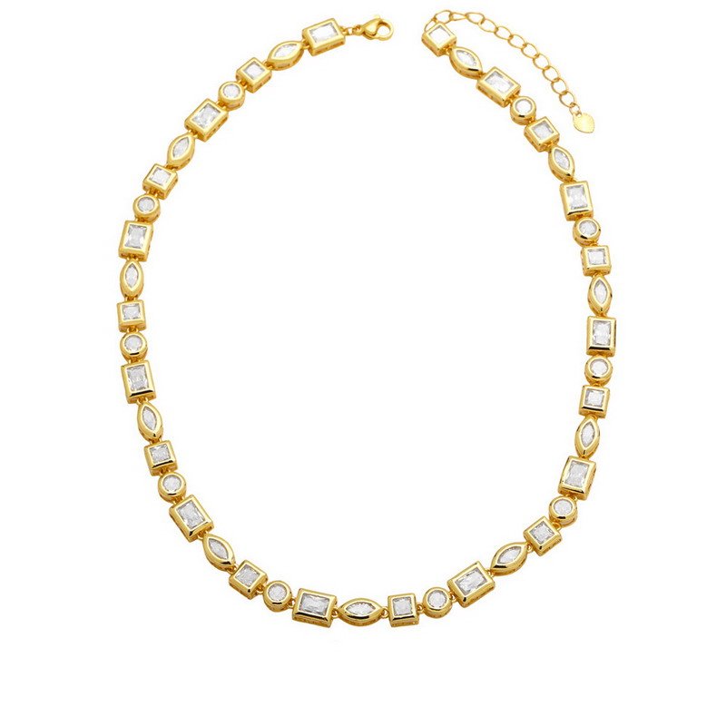 Rainbow Diamond Choker Brass Jewelry Necklace - Image 2