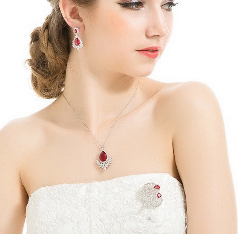 Zirconia Rhodium Plated Brass Pendant-VENUSACC Zirconia Rhodium Plated Brass Pendant-VENUSACC