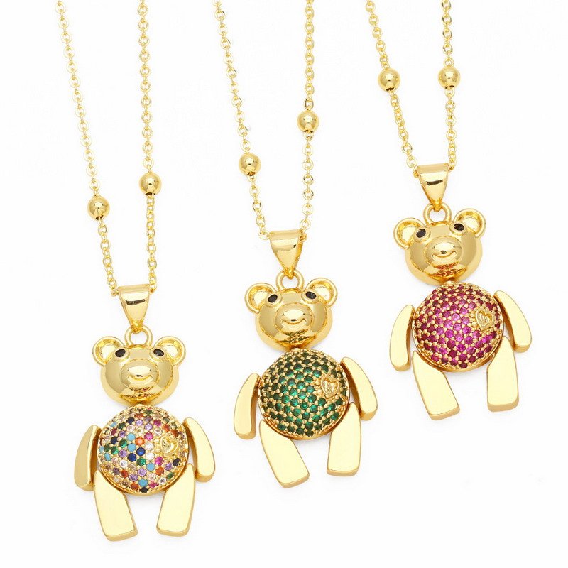 Fashionable Bear Gold Plated Brass Pendant