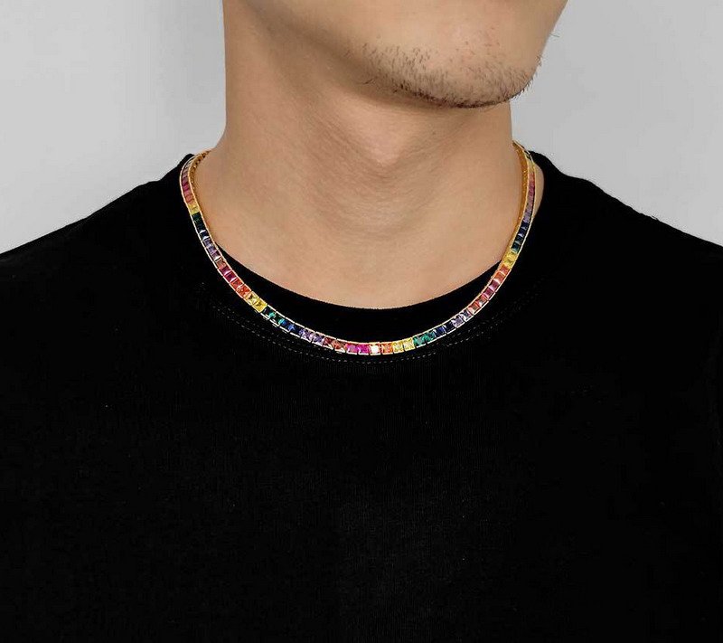 Colorful Zirconia Men’s Brass Jewelry-VENUSACC Colorful Zirconia Men’s Brass Jewelry-VENUSACC