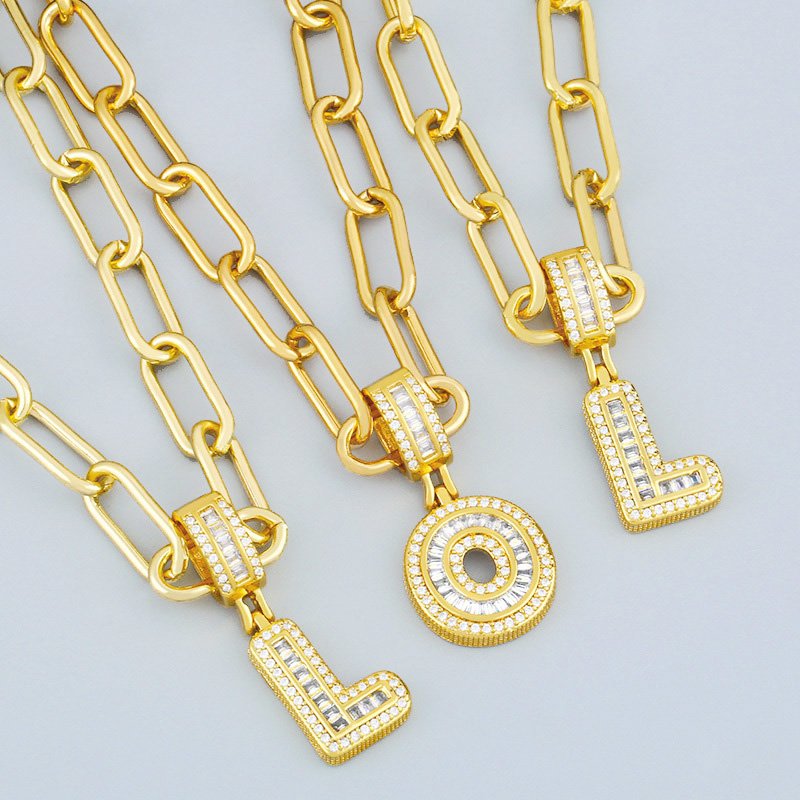 Numerals & Letters Gold Plated Brass Pendant