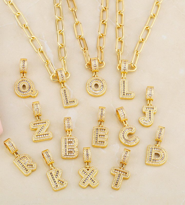 Numerals & Letters Gold Plated Brass Pendant-VENUSACC Numerals & Letters Gold Plated Brass Pendant-VENUSACC