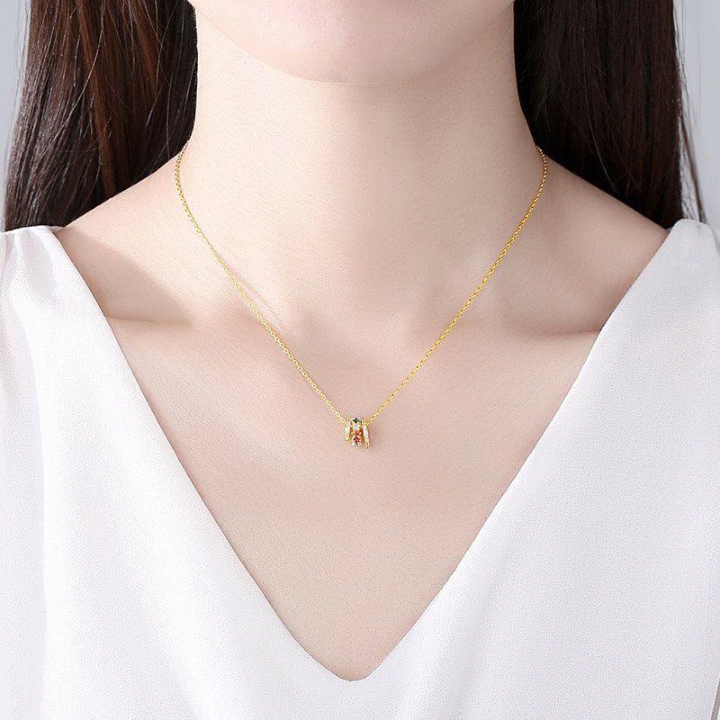 Zirconia Circle Gold-Plated Brass Pendant-VENUSACC Zirconia Circle Gold-Plated Brass Pendant-VENUSACC