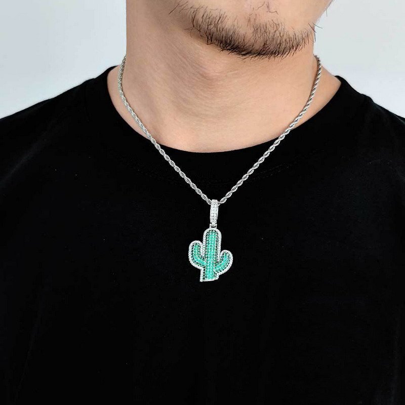 Venusacc Cactus Men’s Brass Necklace-VENUSACC Venusacc Cactus Men’s Brass Necklace-VENUSACC