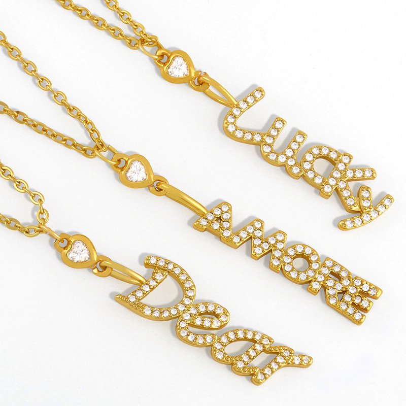 Venusacc Fashion Letter Gold Plated Brass Necklace