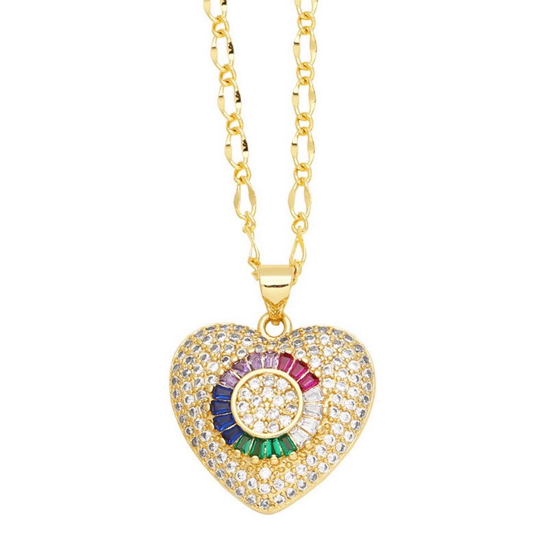 Venusacc Colored Zirconia Heart Necklace in Gold-Plated Brass - Image 2