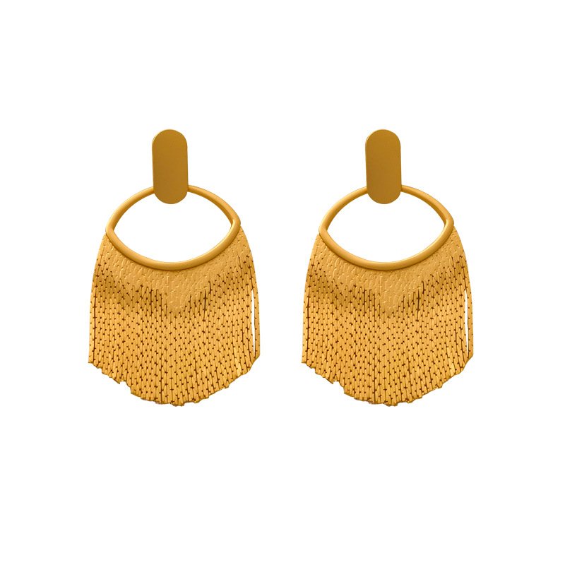 Venusacc Bold Circle Fringe Earrings