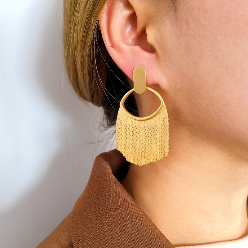 Venusacc Bold Circle Fringe Earrings-VENUSACC Venusacc Bold Circle Fringe Earrings-VENUSACC