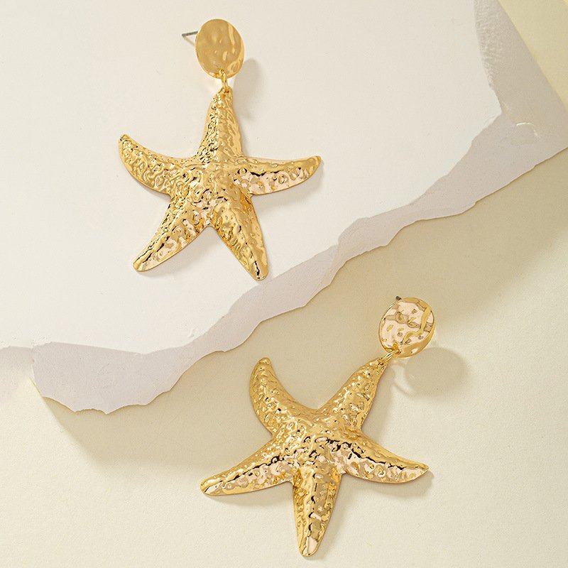 Fashion Starfish Imitation Gold Plated Earrings