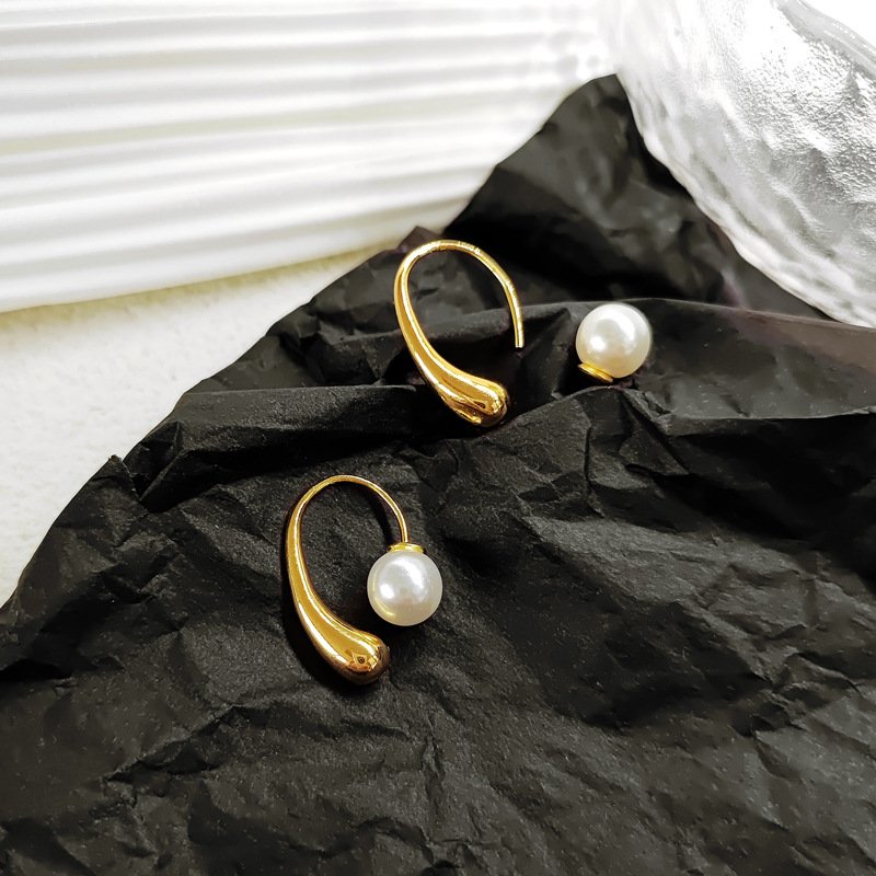 Water Drop Pearl Imitation Gold Plated Earrings-VENUSACC Water Drop Pearl Imitation Gold Plated Earrings-VENUSACC