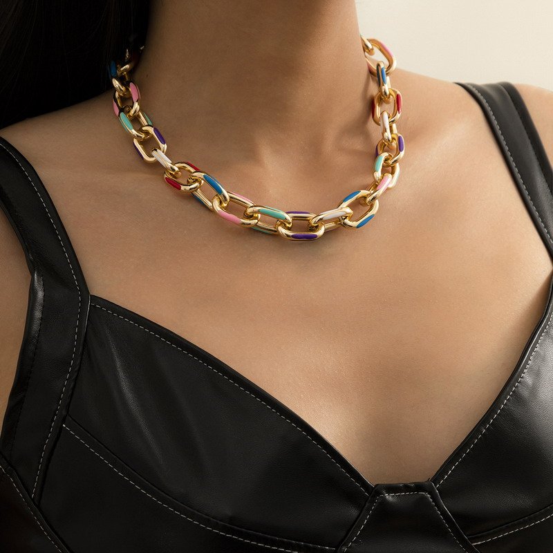 Colorful Enamel Gold-Plated Necklace-VENUSACC Colorful Enamel Gold-Plated Necklace-VENUSACC