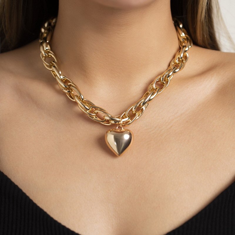 Hip Hop Heart Gold Plated Necklace-VENUSACC Hip Hop Heart Gold Plated Necklace-VENUSACC