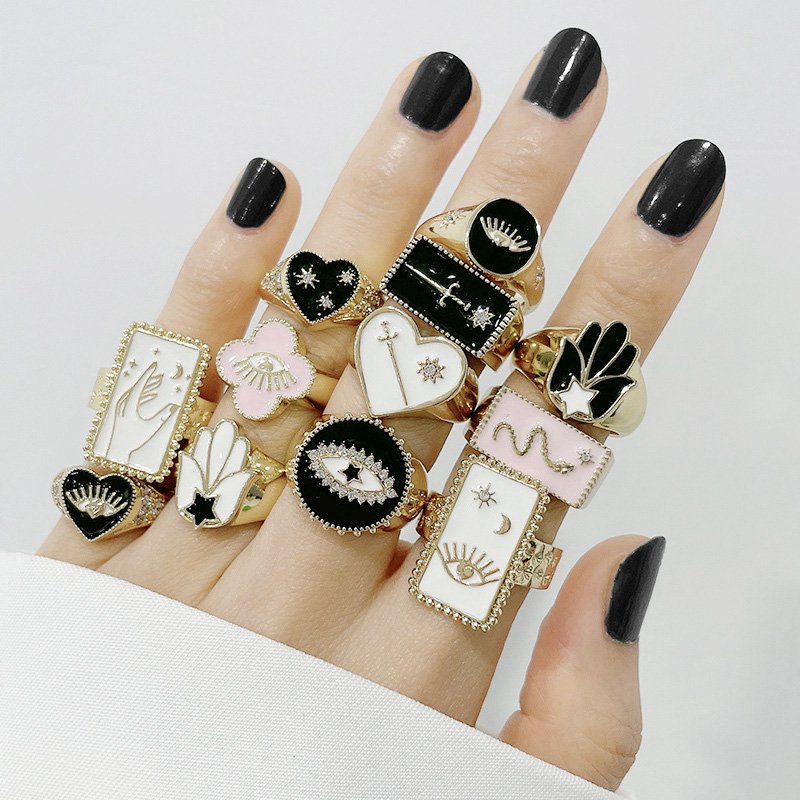 Venusacc Tarot Card Enamel Ring Collection-VENUSACC Venusacc Tarot Card Enamel Ring Collection-VENUSACC