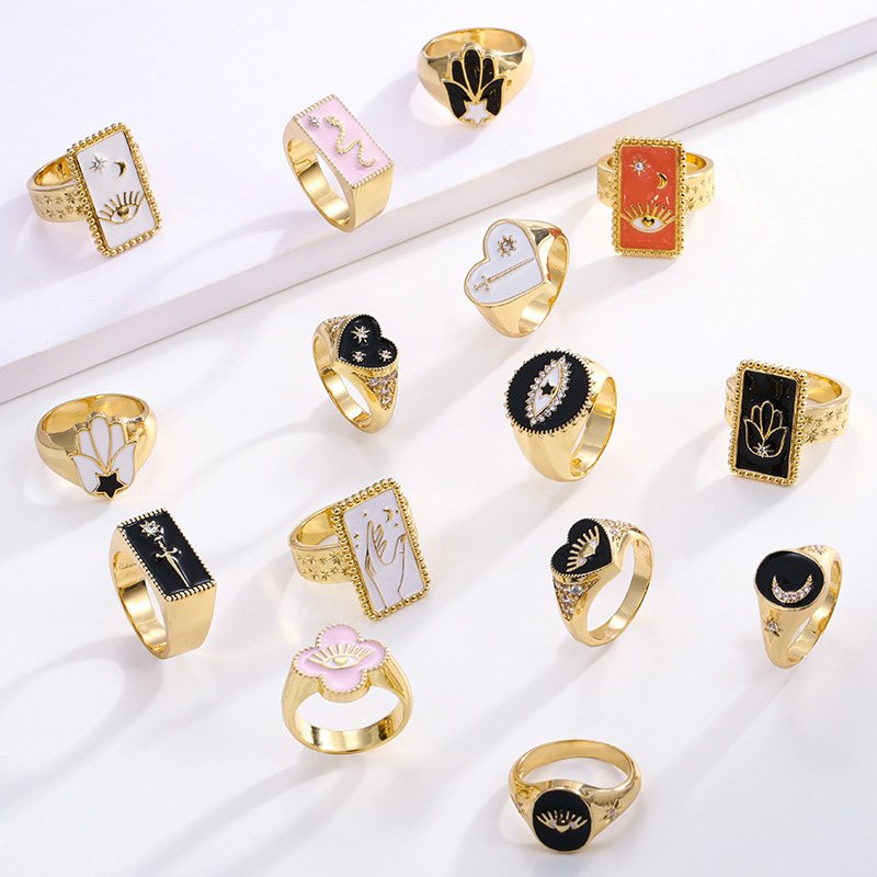 Venusacc Tarot Card Enamel Ring Collection-VENUSACC Venusacc Tarot Card Enamel Ring Collection-VENUSACC