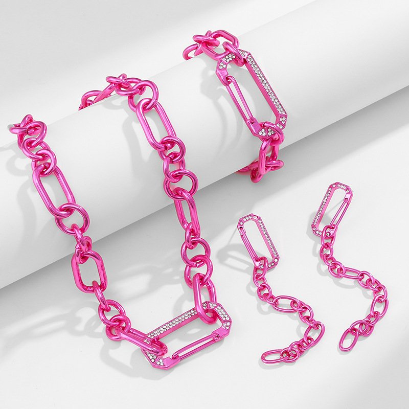 Fashion Pink Paperclip Jewelry Set