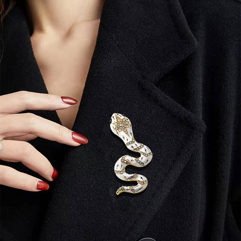 Stylish Enameled Snake Brooch-VENUSACC Stylish Enameled Snake Brooch-VENUSACC
