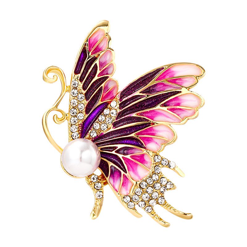 Fashion Enamel Butterfly Crystal Brooch