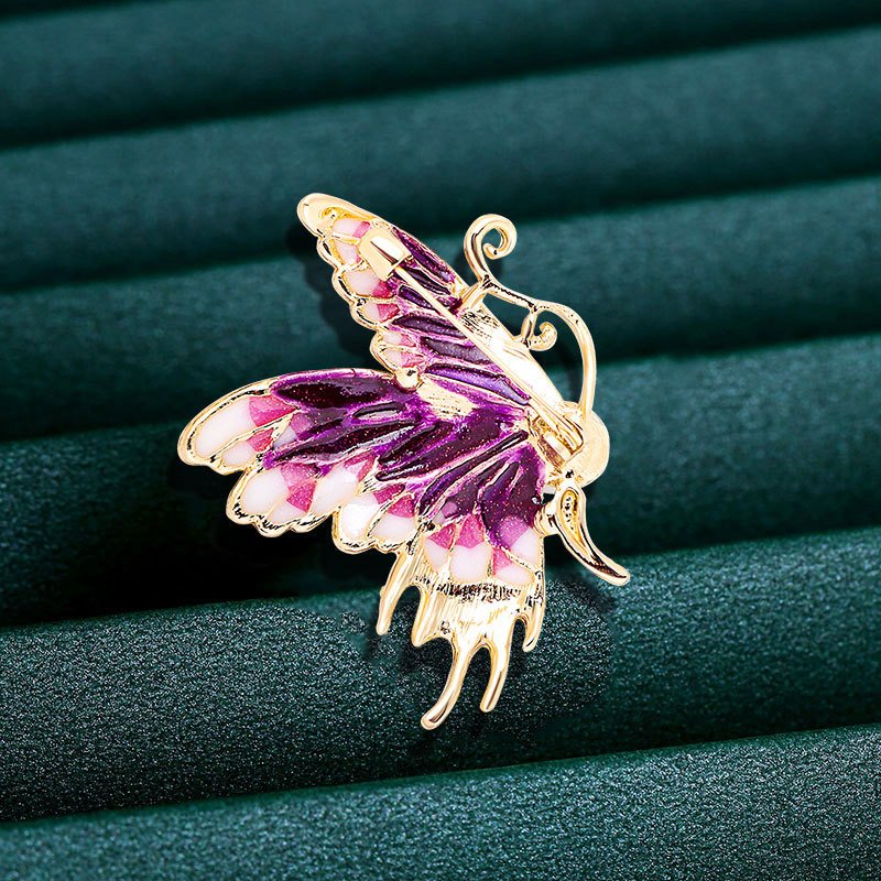 Fashion Enamel Butterfly Crystal Brooch - Image 2