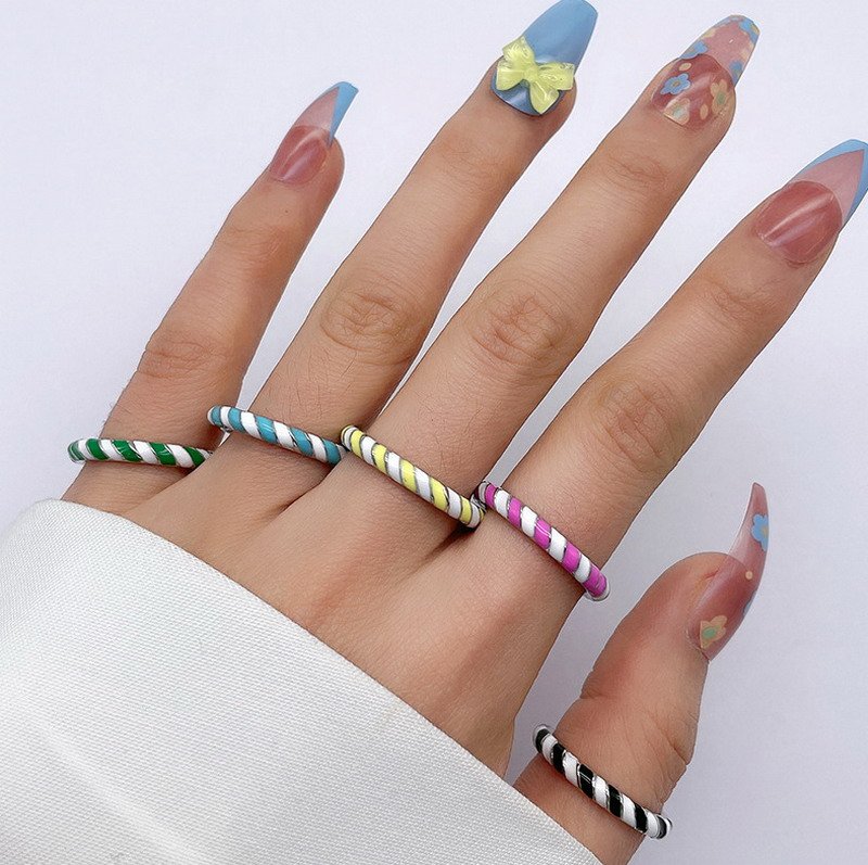 Tiffany & Co Silver Black Enamel Stripe Ring - Image 3