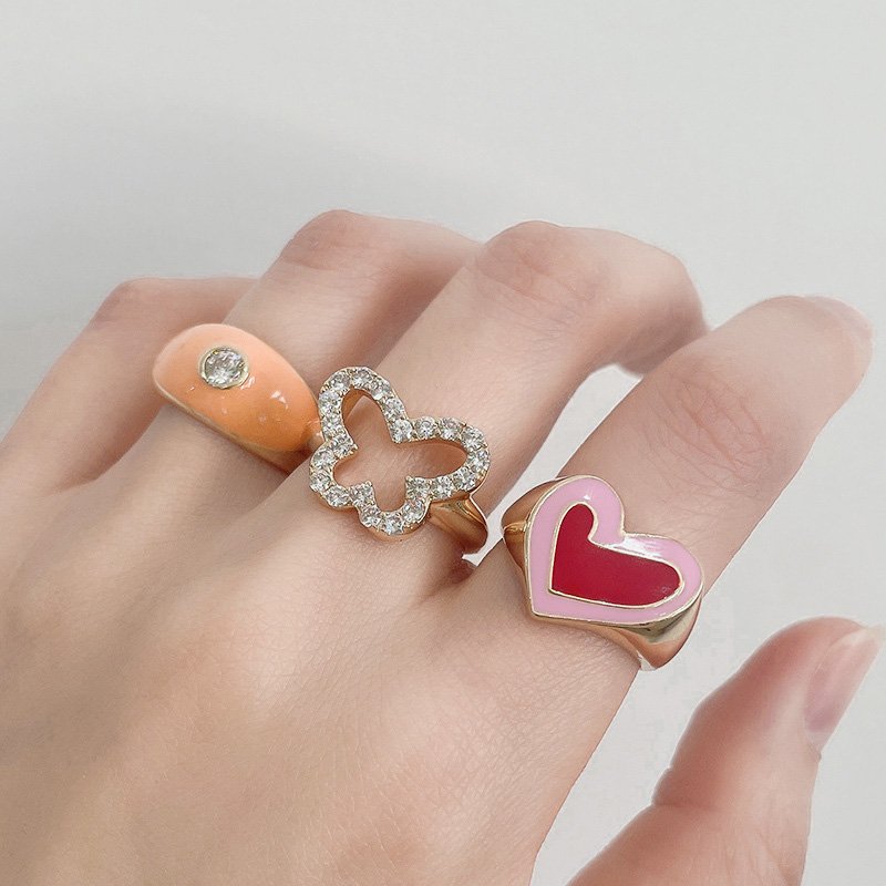 Kids Gold Diamante Heart Rings-VENUSACC Kids Gold Diamante Heart Rings-VENUSACC