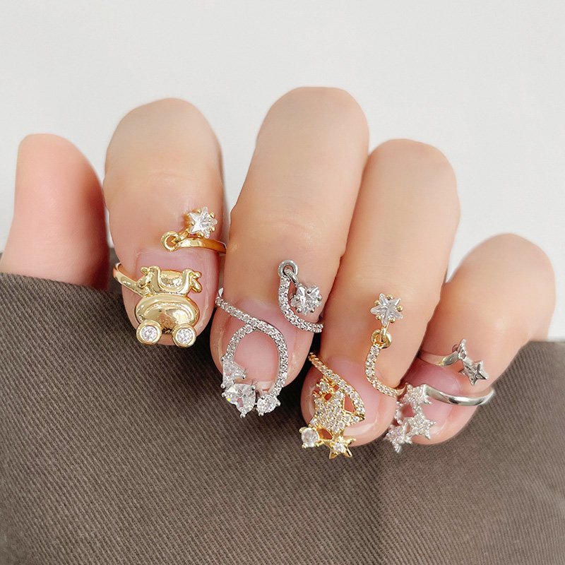 Women Nail Ring Copper Inlaid Zircon Manicure - Image 2