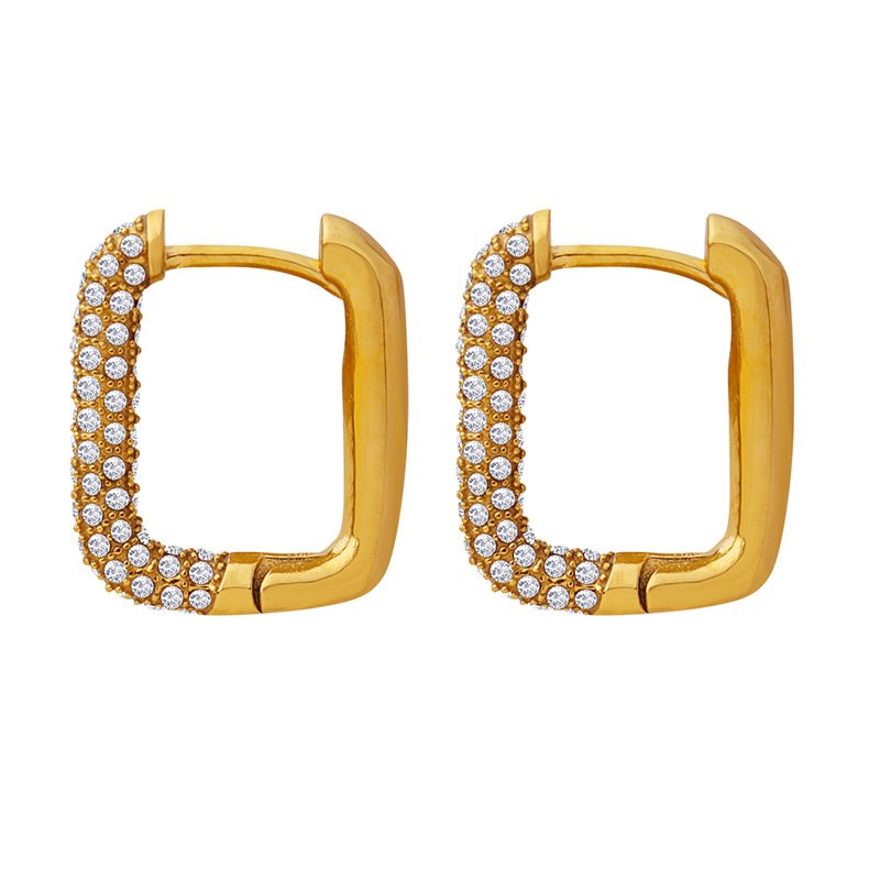 Venusacc Oblong Pave Hoop Earrings