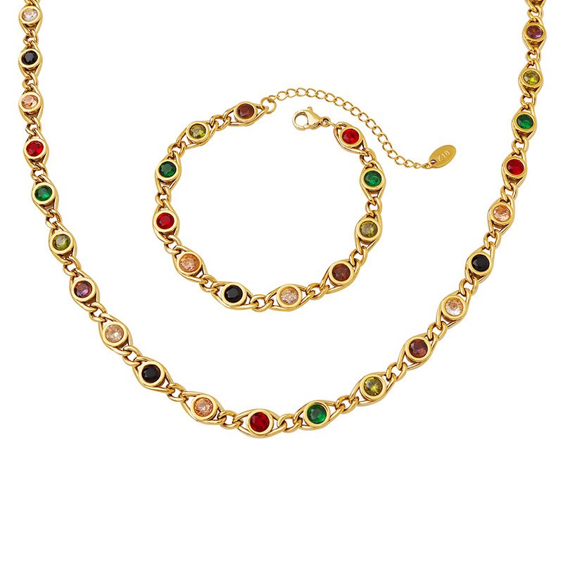 Venusacc Colorful Zircon Splicing Jewelry Set