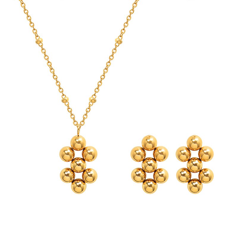 Gold Plated Stainless Steel Small Beaded Cross Pendant