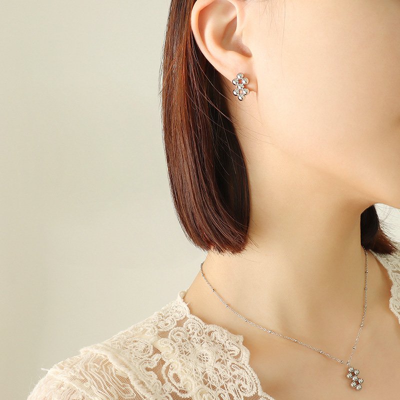 Gold Plated Stainless Steel Small Beaded Cross Pendant - Image 3