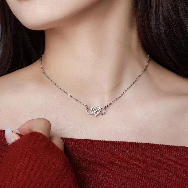 Ribbon Heart Sterling Silver Necklace-VENUSACC Ribbon Heart Sterling Silver Necklace-VENUSACC