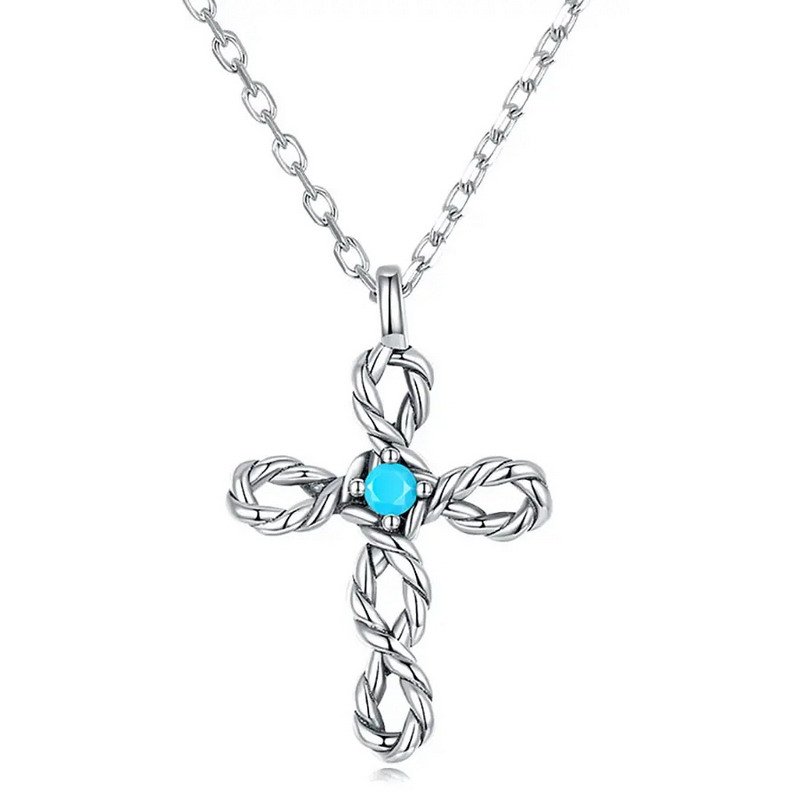 Venusacc Cross Zirconia Sterling Silver Necklace