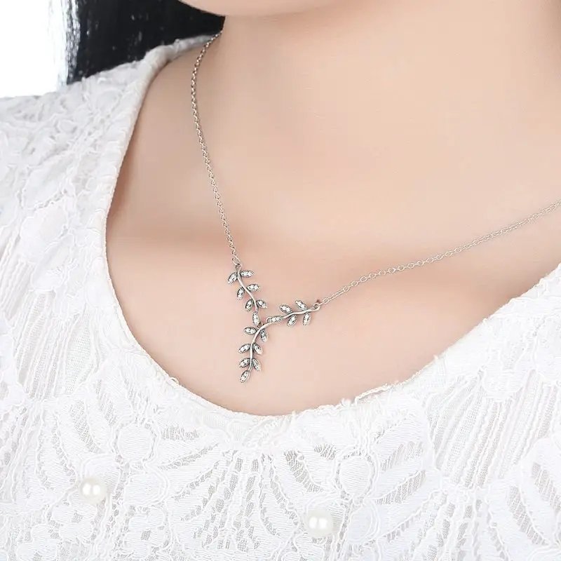 Leaf Shape Sterling Silver Necklace - Image 2