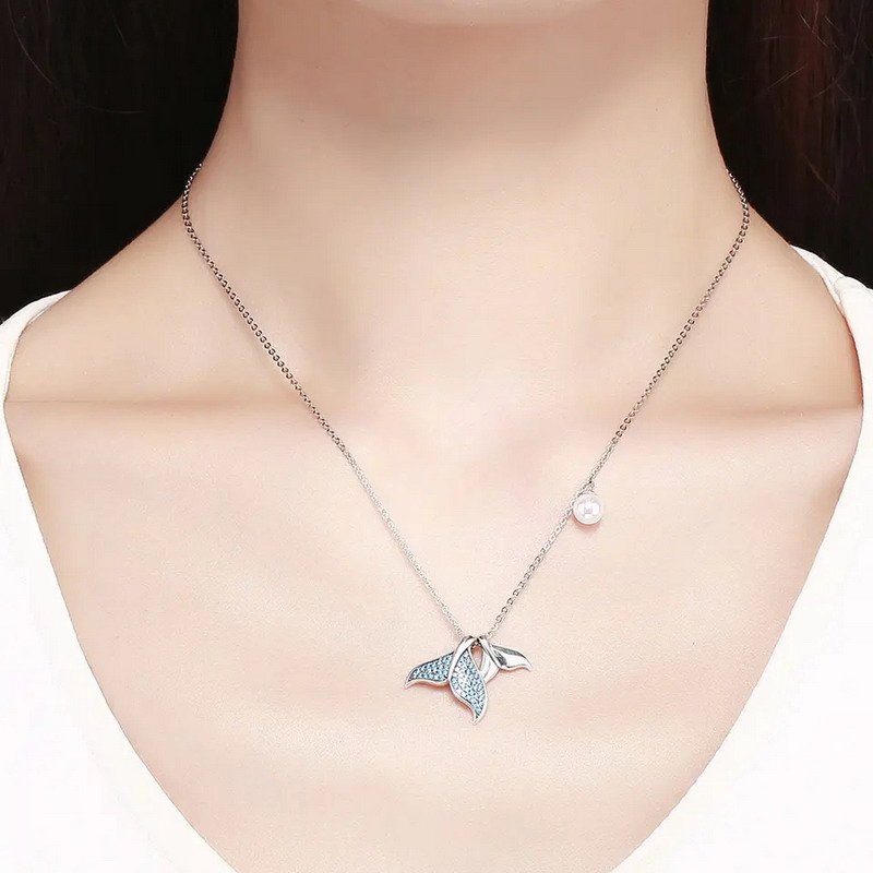 Whale's Tail Pearl Sterling Silver Necklace - Image 3