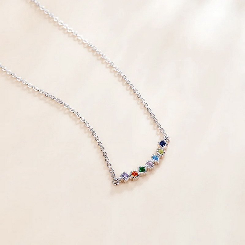 Rainbow Rosecliff Bar Sterling Silver Necklace with Diamond - Image 2