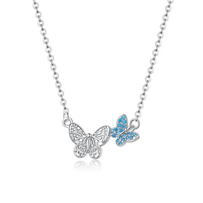 Enameled Butterfly Sterling Silver Necklace