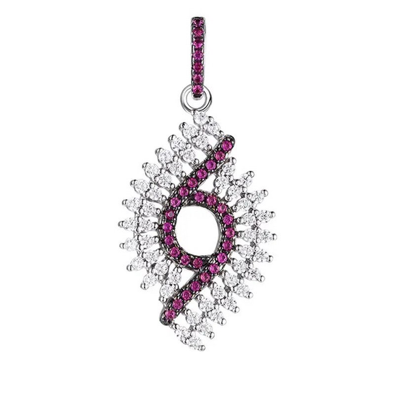 Ruby and Diamond Sterling Silver Pendant