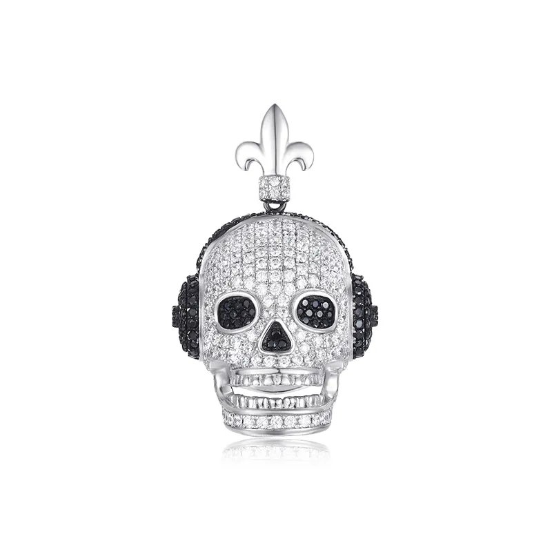 Zirconia CZ Skull Sterling Silver Pendant