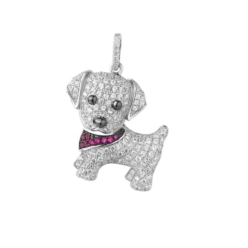 Zirconia CZ Puppy Sterling Silver Pendant