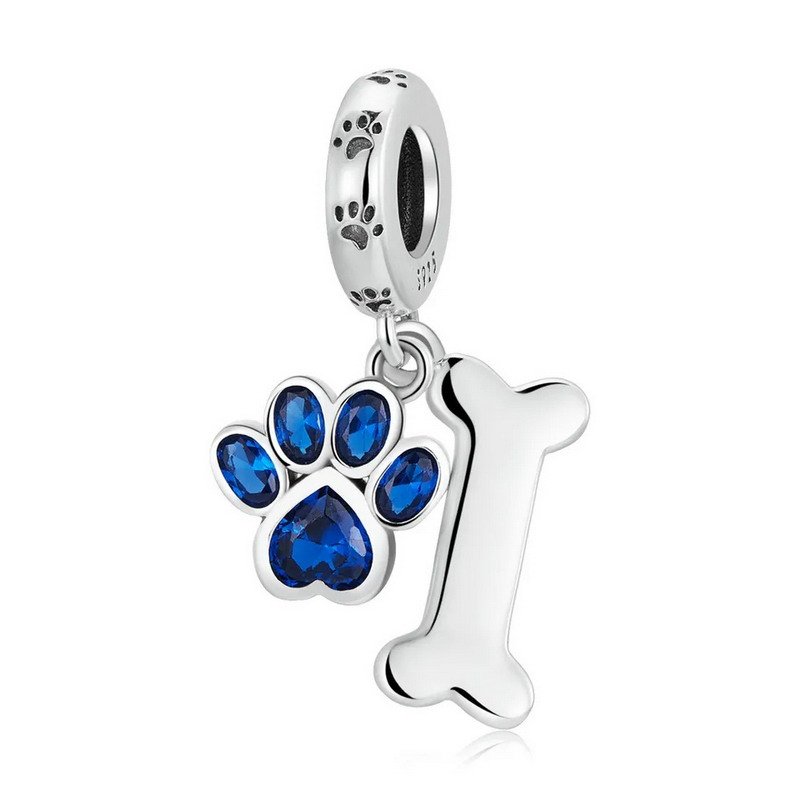 Paw & Bone Heart Charm Sterling Silver Pendant
