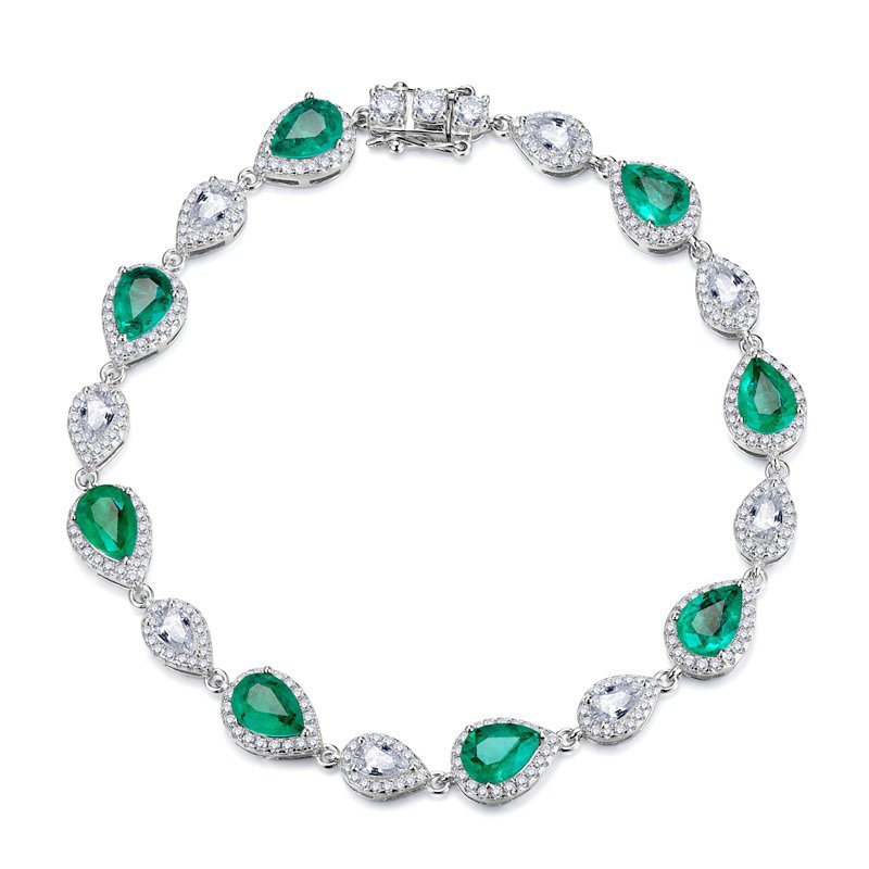 Green Zirconia CZ Sterling Silver Bracelet