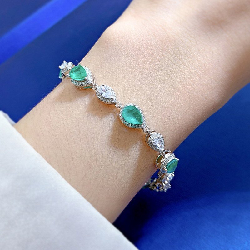 Green Zirconia CZ Sterling Silver Bracelet - Image 2