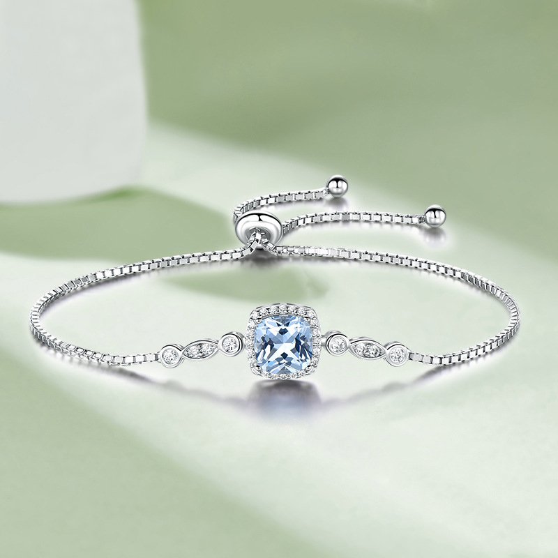 Square Zirconia CZ Sterling Silver Bracelet - Image 3