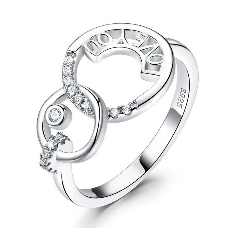 Double Round Wedding Zirconia CZ Sterling Silver Ring