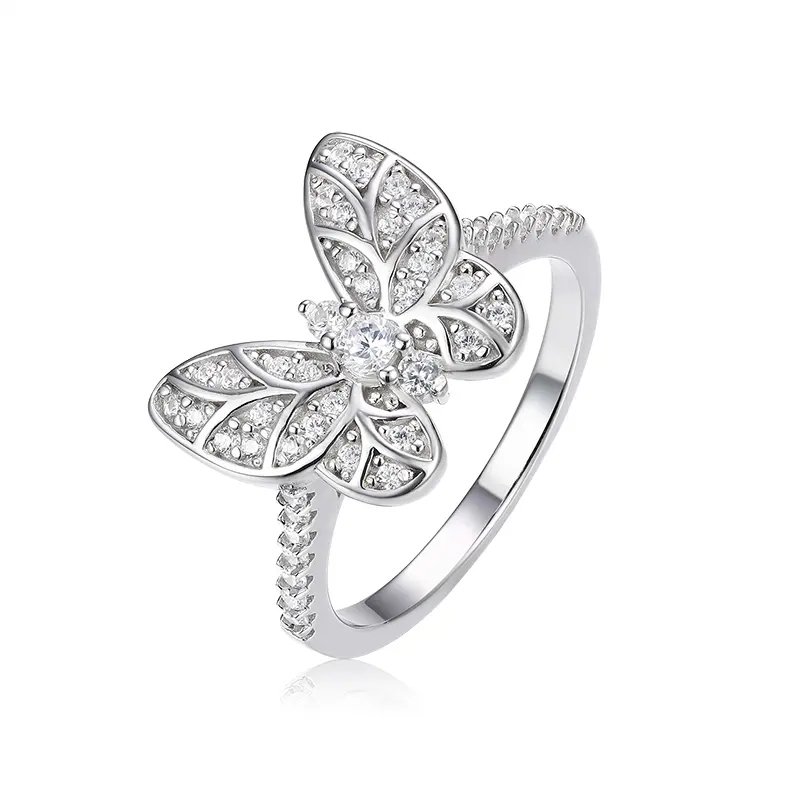 Cute Butterfly Zirconia CZ Sterling Silver Ring