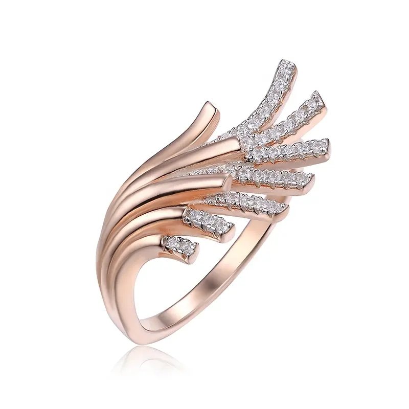 Feather Zirconia CZ Sterling Silver Ring
