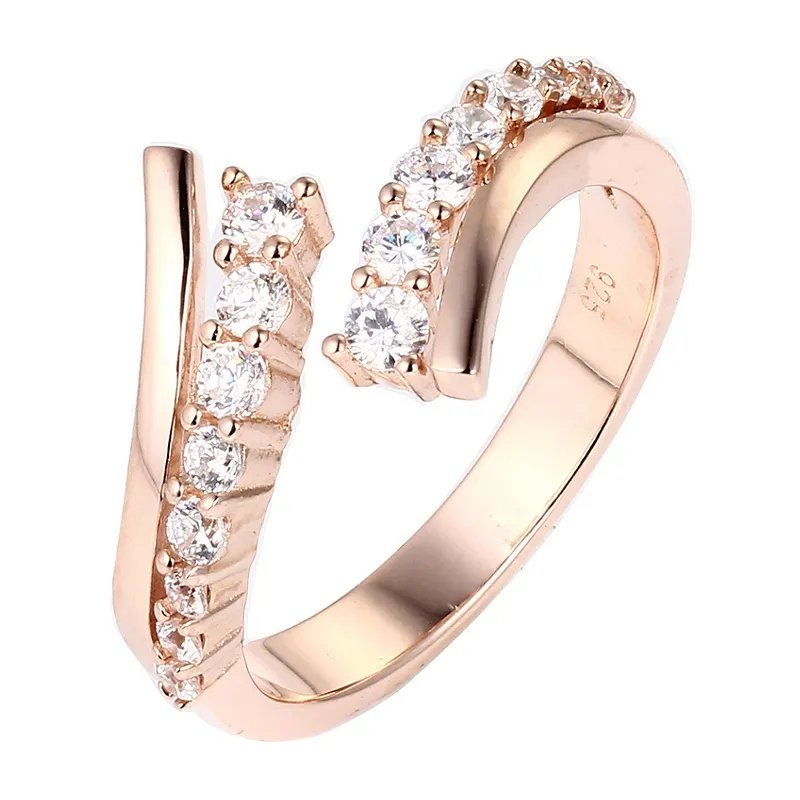 Rose Gold Open Zirconia 925 Sterling Silver Ring