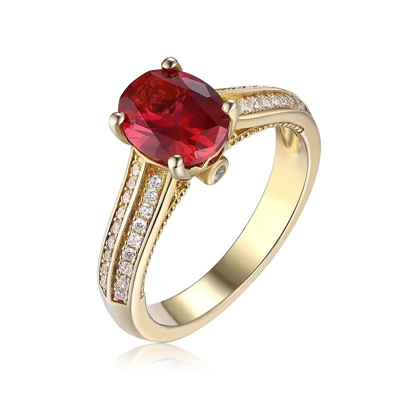 Red Zirconia Wedding 925 Sterling Silver Ring
