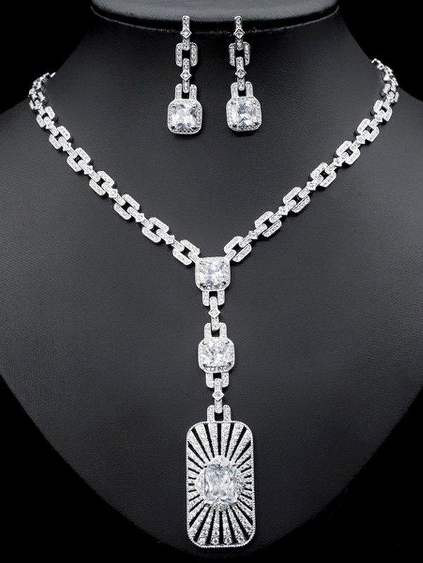 Luxury Heavy Diamante Ethnic Zirconia Brass Jewelry Set - Image 4