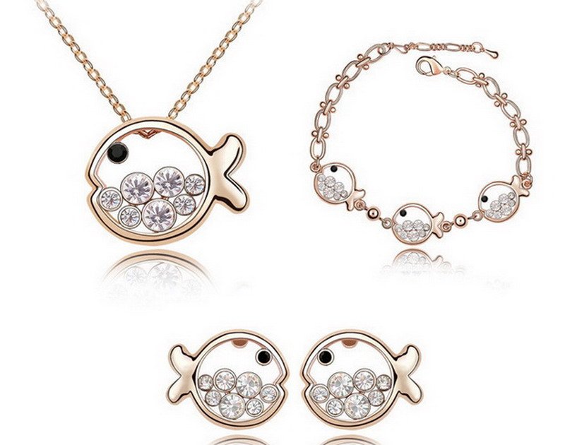 Fashion Creative Small Fish Brass Jewelry Set - Image 2