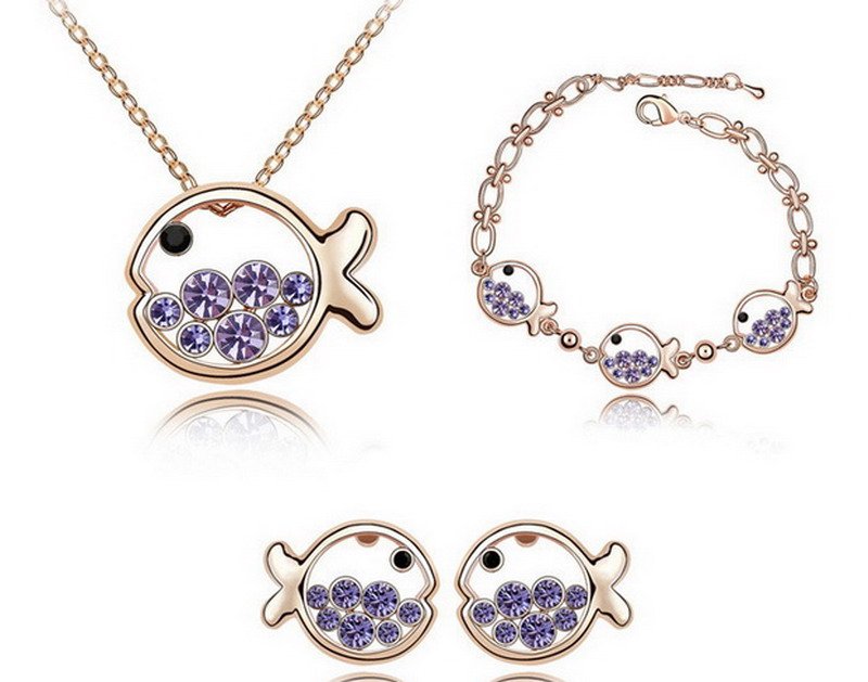 Fashion Creative Small Fish Brass Jewelry Set - Image 3